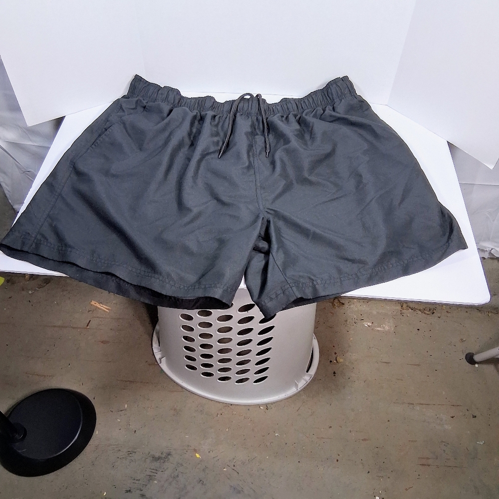 OP Black 2XL/2XG 44-46 Stretchy Waist Drawstring Adjustable Bathing Swim Trunks